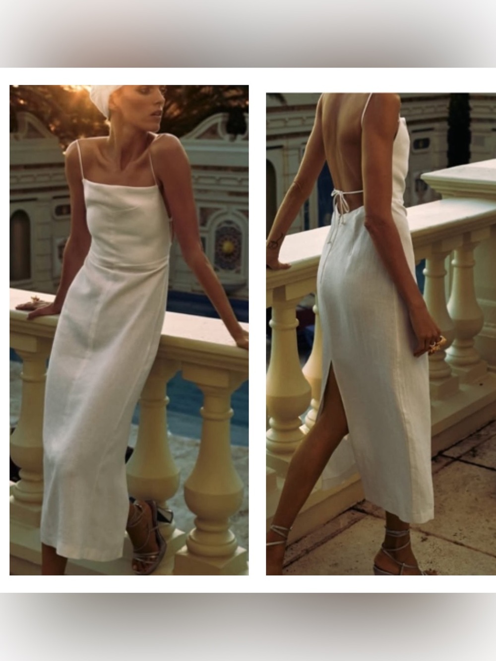 Zara limited edition linen dress in oyster white